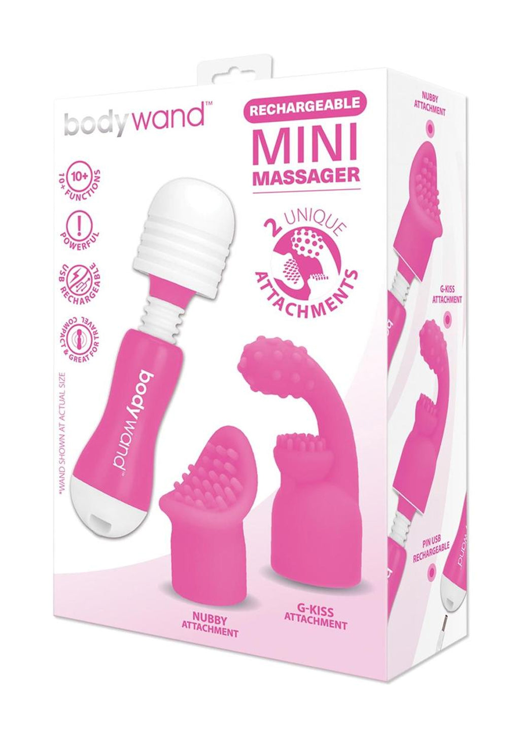 Bodywand USB Rechargeable Mini Wand with Two Attachments